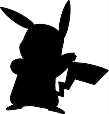 Processed image of Pikachu - the Pokémon, drawn in black color on a white background